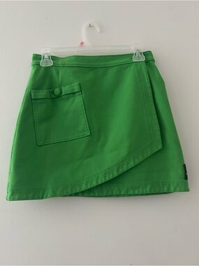 Zac Posen Bright Green Wrap Mini Skirt